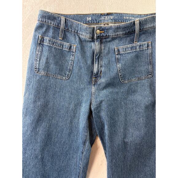 J.Crew Slim Wide-Leg Jeans • Frayed Hem - Size 34 - Picture 6 of 7